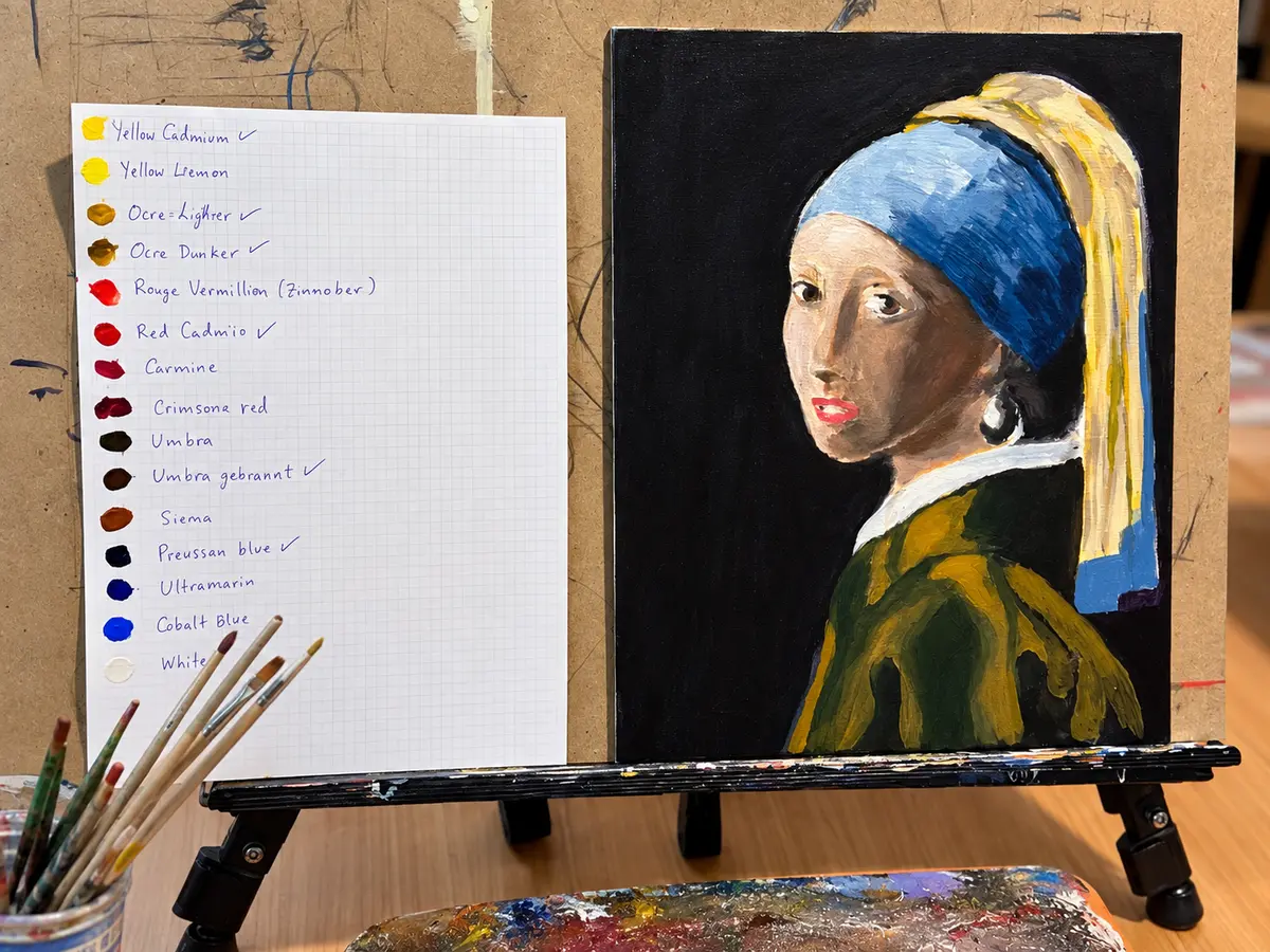 Von Vermeer inspiriertes Porträt mit Farbstudie