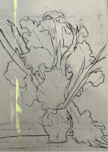 Irisbild nach Van Gogh: erste Bleistiftskizze