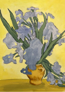 Irisbild nach Van Gogh: erste Farbschichten